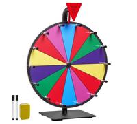 VEVOR Roue de loterie 304,8 mm, roue de la fortune rotative sur table à 14 emplacements avec support, roulette de fortune avec effaçable à sec et 2 marqueurs, 6 couleurs, pour fête, salon, carnaval