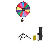 VEVOR Roue de loterie 610 mm, roue de la fortune rotative à 14 emplacements avec trépied, hauteur réglable, roulette de fortune avec effaçable à sec et 2 marqueurs, 6 couleurs, pour fête, pub, salon