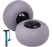 VEVR Roues de Ballon de Plage 2 x 33 cm Pneus Ballon Roues de Plage Capacité 55 kg Roue Ballon Basse Pression Traverser Plage Transporter sur Tous Les Terrains Sablonneux Camping Pêche & Jardinage