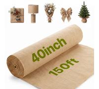 VEVOR Rouleau Toile de Jute, 1016 mm x 45,7 m, Chemin de Table Toile de Jute Naturelle Haute Densité 50x50, Ruban pour Décoration, Artisanat, Mariage, Jardinage, Couverture Hivernale Plantes, Arbres