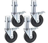 VEVOR Roulettes pivotantes en polyuréthane, noyau en fer 12,7 cm, roulettes à tige pivotante avec frein à double verrouillage, pieds réglables, capacité de charge 200 kg par roue