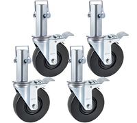 VEVOR Roulettes pivotantes en polyuréthane, noyau en fer 12,7 cm, roulettes à tige pivotante avec frein à double verrouillage, pieds réglables, capacité de charge 200 kg par roue