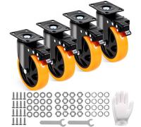 VEVOR Roulettes Pivotantes Lot de 4 Roulettes pour Meubles Industrielles 127 mm Roues Silencieuses en PVC avec Frein à Verrouillage A/B Capacité de Charge 204 kg par Roulette pour Chariots Établis