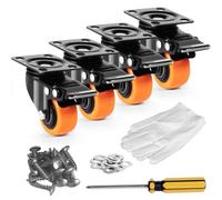 VEVOR Roulettes Pivotantes Lot de 4 Roulettes pour Meubles Industrielles 50,8 mm Roues Silencieuses en PVC avec Frein à Double Verrouillage Capacité de Charge 68 kg par Roulette pour Chariots Établis