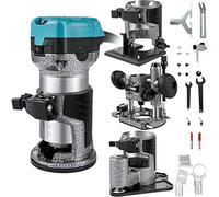 VEVOR Routeur de paume 4 bases avec fixes d'immersion inclinées et compensées 710 W 13000-33000 r/min Outil compact de routeur de palmier en bois menuisier 6 et 8 mm Fraiseuse