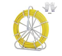 VEVOR Ruban à Poisson en Fibre de Verre 150 m 7,9 mm Aiguille Électricien de Tirage Fil Câble Électrique Extracteur Bobine de Conduit Support Acier 2 Têtes de Tirage pour Mur Conduit Non Conducteur