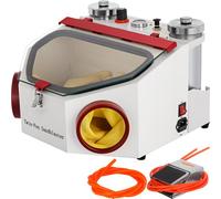 VEVOR Sableuse Dentaire 2 Réservoirs 4KG/CM Cabine de Sablage Professionnelle Électrique 2 Stylos Sableuse Légère LED Buse 1,2 mm Pédale de Commande pour Laboratoire Polissage Prothésiste Dentiste