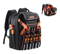 VEVOR Sac à Dos à Outils, Charge 22,7 kg, Sac à Outils, 33x22x44 cm, avec 45 Poches, Compartiment Ordinateur Portable, Base Stable, Organisateur à Outil Robuste pour Chantier, Électricien, Réparateur