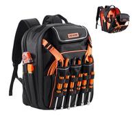 VEVOR Sac à Dos à Outils, Charge 22,7 kg, Sac à Outils, 33x22x44 cm, avec 45 Poches, Compartiment Ordinateur Portable, Base Stable, Organisateur à Outil Robuste pour Chantier, Électricien, Réparateur