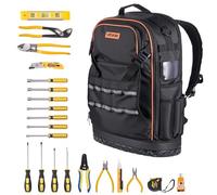 VEVOR Sac à dos d'outils 37x19,5x52 cm – 65 poches – Capacité 31,75 kg – Compartiment PC