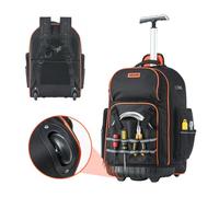 VEVOR Sac à Dos à Roulettes, Charge 50 kg, Sac à Outils, 45 x 27,5 x 56 cm, avec 72 Poches, Poignée Télescopique, Base Stable, Organisateur à Outils Robuste, pour Électriciens, Plombiers, Mécaniciens