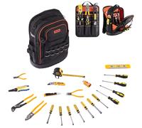 VEVOR Sac à dos d'outils 37x19,5x52 cm – 65 poches – Capacité 31,75 kg – Compartiment PC