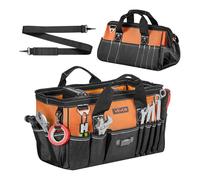 VEVOR Sac à Outils 400 mm, Sac de Rangement d'Outils à 33 Poches, Portable, pour Bricolage, Atelier et Chantier, avec Poignée, Grande Fermeture Éclair et Bandoulière Réglable, Résistant aux Déchirures
