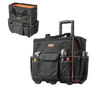 VEVOR Sac à outils à roulettes – 50 kg, 46×27×43 cm, 25 poches, poignée télescopique