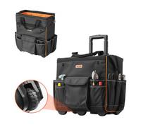 VEVOR Sac à Outils à Roulettes, Charge 50 kg, Caisse à Outil, 46x27x43 cm, avec 25 Poches, Poignée Télescopique, Base Stable, Sac Organisateur Outils Robuste pour Électriciens, Plombiers, Mécaniciens