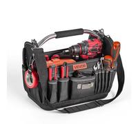 VEVOR Sac à Outils Ouvert 330 mm, Sac de Rangement d'Outils à 33 Poches, pour Électricien, Maintenance, Bricolage et Chantier, Organiseur Portable avec Base Rigide en Plastique, Bandoulière Réglable
