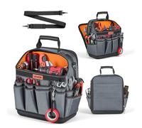VEVOR Sac à Outils Ouvert 335 mm, Sac de Rangement d'Outils à 39 Poches, pour Électricien, Bricolage, Maintenance et Chantier, Organiseur Portable avec Base Rigide en Plastique, Bandoulière Réglable