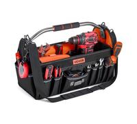 VEVOR Sac à Outils Ouvert 410 mm, Sac de Rangement d'Outils à 33 Poches, Grande Capacité et Portable, pour Électricien, Bricolage et Chantier, avec Poignée, Bandoulière Réglable et Pieds Antidérapants