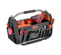 VEVOR Sac à Outils Ouvert 410 mm, Sac de Rangement d'Outils à 33 Poches, Grande Capacité et Portable, pour Électricien, Bricolage et Chantier, avec Poignée, Bandoulière Réglable et Pieds Antidérapants