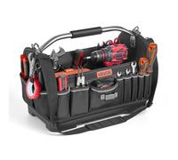 VEVOR Sac à Outils Ouvert 410 mm, Sac de Rangement d'Outils à 33 Poches, pour Électricien, Bricolage, Chantier et Maintenance, Organiseur Portable avec Base Rigide en Plastique, Bandoulière Réglable