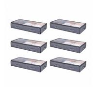 VEVOR Sacs de Rangement sous Lit 6 Pièces de 90 L, Organisateur de Chaussures sous le Lit avec Couvercles Transparents, Boîte de Rangement pour Vêtements, Couvertures, Chambre à Coucher, Maison, Gris