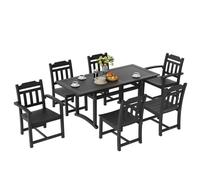 VEVOR Salon de Jardin Extérieur 7 Pièces Ensemble Table et Chaises de Jardin en Polystyrène Imperméable Capacité de Charge de 150 kg Mobiliers de Jardin pour Patio Terrasse Balcon Arrière-cour Noir