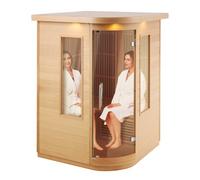 VEVOR Sauna infrarouge lointain pour 2 personnes, cabine sauna domestique en bois de pruche infrarouge à faible EMF avec porte en verre trempé, haut-parleurs Bluetooth, lampe LED multicolore, 2000 W
