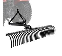 VEVOR Scarificateur Tracté 183 cm Râteau Scarificateur à Remorquer pour Tracteurs Attelage 3 Points Catégorie 1, Jardin, Ferme, Entretien de Pelouse, Enlever Herbe Morte Gazon, avec 36 Dents en Acier