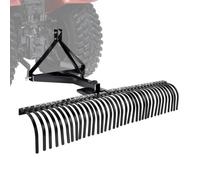 VEVOR Scarificateur Tracté 183 cm Râteau Scarificateur à Remorquer pour Tracteurs Attelage 3 Points Catégorie 1, Jardin, Ferme, Entretien de Pelouse, Enlever Herbe Morte Gazon, avec 36 Dents en Acier