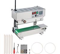 VEVOR Scelleuse de sachets à bande continue, 0,24-0,47 pouces/6-12 mm de largeur de scellage, scelleuse de bande verticale avec contrôle numérique de la température, scelleuse de sachets en acier inox