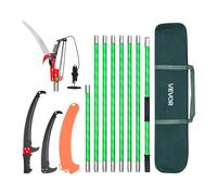 VEVOR Scie à Élaguer Extensible, 2,15-8,09 m, Scie sur Perche Manuelle, Lame Acier Tranchante, avec Ciseaux, 8 Perches Fibre de Verre, Outil Élagage pour Tailler Branches Hautes, Palmiers, Arbustes