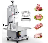 VEVOR Scie à os de boucher électrique commerciale, scie à ruban de comptoir pour os 650 W, scie pour viande et os congelés, table 415 x 483 mm, épaisseur de max 110 mm pour supermarché, restaurant