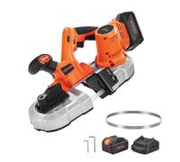 VEVOR Scie à Ruban Portative 20 V, Profondeur de Coupe 6,5 cm, Moteur sans Balais, sans Fil, avec Batterie 4000 mAh, Crochet de Suspension, Vitesse Variable de 0-192 m/min, pour Couper Métal et Bois
