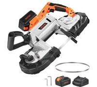 VEVOR Scie à Ruban Portative 20 V, Profondeur de Coupe 12,7 cm, Moteur sans Balais, sans Fil, avec Batterie 4000 mAh, Crochet de Suspension, Vitesse Variable de 0-120 m/min, pour Couper Métal et Bois