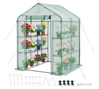 VEVOR Serre de Jardin 141x141x200 cm Tente Abri de Plantes avec Étagères Charge 15 kg Bâche PE avec Porte et Fenêtres et Cadre en Acier Montage Facile Idéal pour Plantation Fleurs Stockage Vert