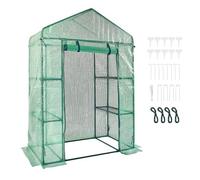 VEVOR Serre de Jardin 141x74,5x205 cm Tente Abri de Plantes avec Étagères Bâche PE Haute Résistance avec Porte et Fenêtres et Cadre en Acier Montage Facile Idéal pour Plantation Fleurs Stockage Vert