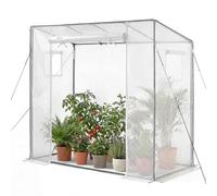 VEVOR Serre de Jardin à Toit Incliné Serre à Tomate pour Plantes et Fleurs en Pot, Extérieur, Terrasse, avec Bâche en PE, Porte Zippée Enroulable, 2 Fenêtres, Cadre en Acier Renforcé, 195x77x168 cm