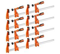 VEVOR Serre-joints à Barre 8 PCS Pince en F 15,24cm et 30,48cm Force 272 kg, Système Autobloquant, Patins Plastiques, Poignée Ergonomique, Acier au Carbone et Fonte Malléable, Travaux du Bois et Métal