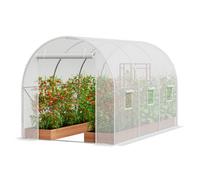 VEVOR Serre Tunnel Jardin, 292x196x190 cm, Tente Abri Plantes avec Cadre en Acier Galvanisé, Couverture en PE Blanche, Porte à Glissière Enroulable, 6 Fenêtres, pour Extérieur Cultiver Légumes Fleurs