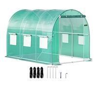 VEVOR Serre Tunnel Jardin 3x2,1x2,1 m Tente Abri Plantes Cadre en Acier Galvanisé Couverture Étanche en PE 1 Poutre Supérieure 2 Poteaux Diagonaux 1 Porte 6 Fenêtres pour Cultiver Légumes Fleurs Vert