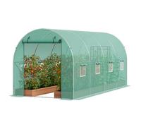 VEVOR Serre tunnel jardin 445x194x192 cm – cadre acier galvanisé, bâche PE verte, 8 fenêtres
