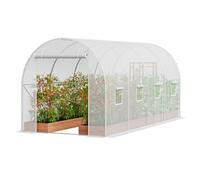 VEVOR Serre Tunnel Jardin, 445x194x192 cm, Tente Abri Plantes avec Cadre en Acier Galvanisé, Couverture en PE Blanche, Porte à Glissière Enroulable, 8 Fenêtres, pour Extérieur Cultiver Légumes Fleurs