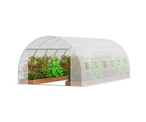 VEVOR Serre Tunnel Jardin, 590x295x198 cm, Tente Abri Plantes avec Cadre en Acier Galvanisé, Couverture en PE Blanche, Porte à Glissière Enroulable, 12 Fenêtres, pour Extérieur Cultiver Légumes Fleurs