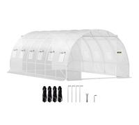 VEVOR Serre Tunnel Jardin 6,1x3x2,1 m Tente Abri Plantes Cadre en Acier Galvanisé Couverture Étanche PE 3 Poutres Supérieures 4 Poteaux Diagonaux 2 Portes 12 Fenêtres pour Cultiver Légume Fleurs Blanc
