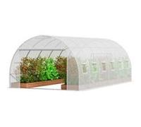 VEVOR Serre tunnel jardin 590×295×198 cm – Cadre en acier galvanisé, porte enroulable, PE blanche