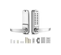 VEVOR Serrure à Code Mécanique à 14 Touches, Serrure de Porte d'entrée Sans lavier Mécanique avec Poignée, en Acier Inoxydable, Étanche, pour Maison, Bureau, Clôture Extérieure, Garage, Cour