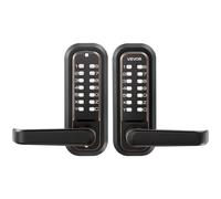 VEVOR Serrure à code mécanique avec serrure ouble face (code de 4 à 7 chiffres), serrure de porte sans vec poignée et verrouillage automatique, pour portes d'entrée et garages, couleur bro