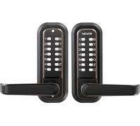 VEVOR Serrure à code mécanique avec serrure ouble face (code de 4 à 7 chiffres), serrure de porte sans vec poignée et verrouillage automatique, pour portes d'entrée et garages, couleur bro