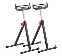 VEVOR Servante à Rouleaux Lot de 2 Support à Rouleau Pliable Capacité Charge 113 kg Hauteur Réglable 685,8-1092,2 mm avec Tête à Rouleau Acier Poli, pour Support Sortie Scie à Table pour Travail Bois