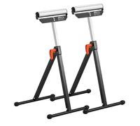 VEVOR Servante à Rouleaux Lot de 2 Support à Rouleau Pliable Capacité de Charge 61 kg Hauteur Réglable 680-1079,5 mm avec Tête à Rouleau Acier Poli, pour Support Sortie Scie à Table pour Travail Bois